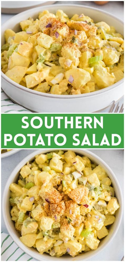 Russet Potato Salad, Southern Style Potato Salad, Potatoe Salad, Southern Side Dishes, Southern Potato Salad, Potato Salad With Egg, Drinks Ideas, Easy Potato Salad, Creamy Dressing