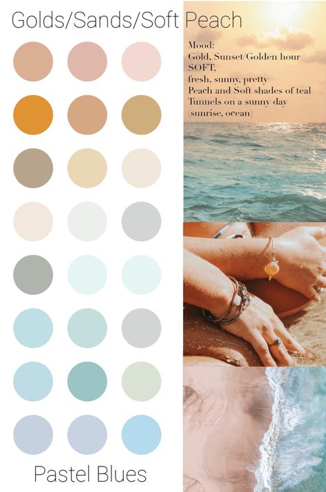 Sunset beach soft peachy ocean color palette jewelry branding design Hawaii golden hour summit to sea jewelry Beach Photos Color Palette, Beach Tone Color Palette, Coral Beach Color Palette, Beachy Neutral Color Palette, Fall Beach Color Palette, Beach Bedroom Color Palettes, Hawaii Colors Palette, Ocean Sunrise Color Palette, Beach Outfit Color Palette