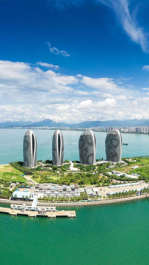 Sanya,Hainan,China Sanya China, China Aesthetic Places, Hainan Island, China View Aesthetic, Hainan China, Malaysia Beach Aesthetic, Sanya China Beach, China Beach, Artificial Island