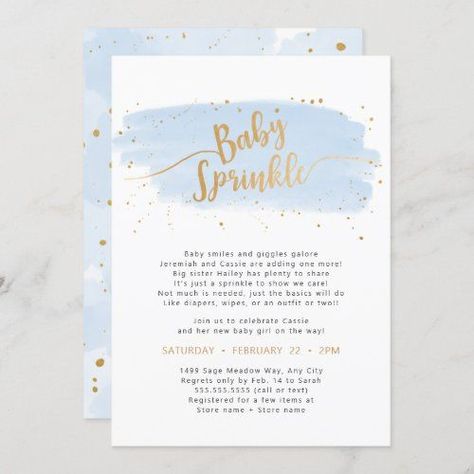 Blue And Gold Watercolor, Boy Baby Sprinkle, Sprinkle Baby Shower Invitations, Baby Boy Sprinkle, Sprinkle Shower, Boy Shower Invitations, Sprinkle Party, Baby Sprinkle Invitations, Sprinkle Invitations