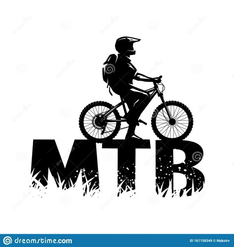 Silhouette Of A Cyclist On And The MTB Letters. Vector Illustration. Stock Vector - Illustration of race, label: 161158349 Bike Logos Design, Mountain Biking Photography, Cycle Logo, Bike Sticker, Mountain Bike Art, Bike Tattoos, Bike Logo, Bike Stickers, Bike Photography