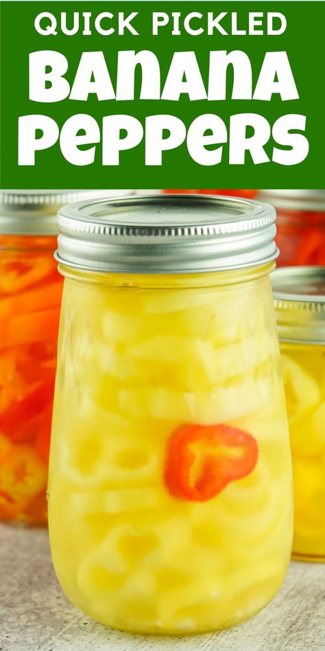 Head on photo of Quick Pickled Banana Peppers How To Make Banana Peppers, Peppers Canning Recipes, Recipes With Pickled Banana Peppers, How To Pickle Banana Peppers Easy, Banana Pepper Ideas, Quick Pickle Banana Peppers, Banana Pepper Mustard Recipe, Best Pickled Banana Peppers Recipe, Pickled Banana Peppers Refrigerator