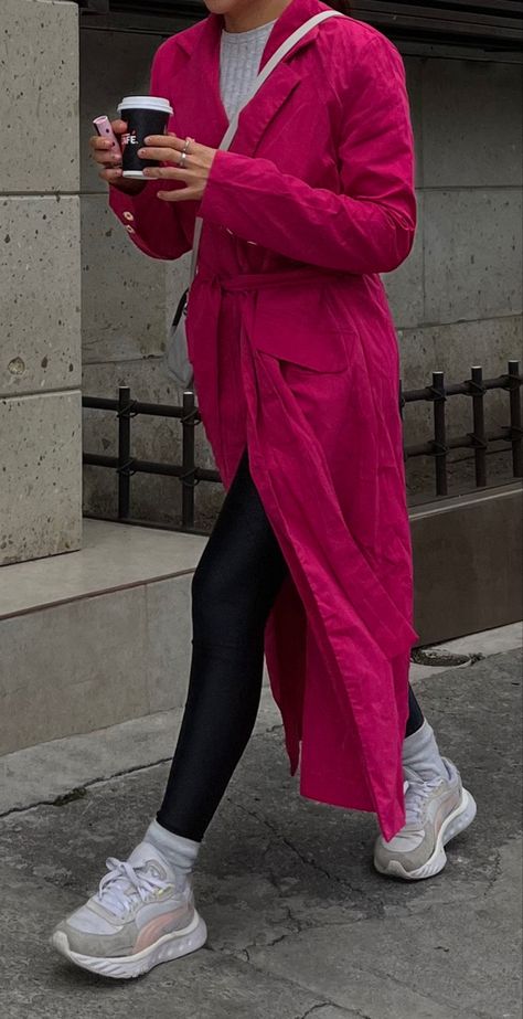 Hot pink coat autumn outfit inspiration emily in paris outfits Hot Pink Coat, Pink Coat Outfit, Autumn Outfit Inspiration, Coat Autumn, Emily In Paris, Pink Coat, Outfit Inspiration Fall, Coat Outfits, Autumn Outfit