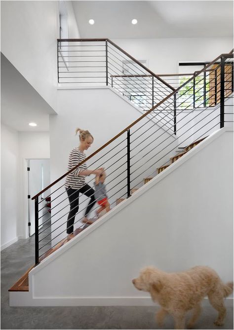 Stunning Stair Railings | Centsational Girl Cable Stair Railing, Stairway Railing, Staircase Contemporary, Glass Stair, Stairs Railing, Modern Stair Railing, Fixer Upper House, Iron Stair Railing, Railing Ideas