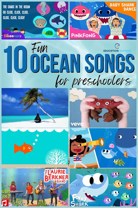 Under The Sea Songs For Preschool, Ocean Songs For Toddlers, Ocean Music And Movement Preschool, Under The Sea Songs, Songs For Preschoolers, Songs Preschool, Morning Baskets, Movement Preschool, Preschool Music Activities