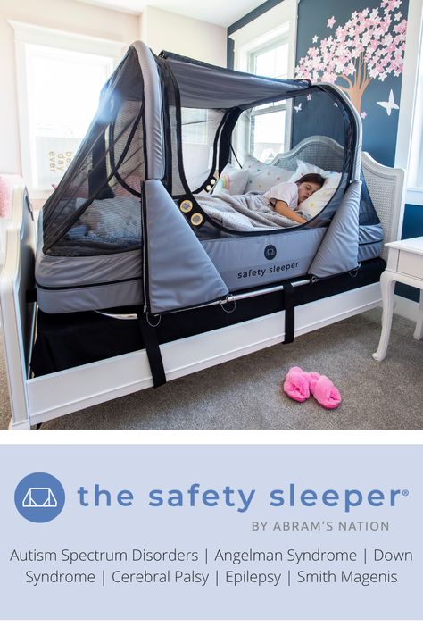 The Safety Sleeper® is a medical enclosed safety bed designed with love and care for individuals with special needs who can benefit from a secure sleeping space. The enclosed design prevents users from wandering at night and keeps them safe. Whether at home or away, remember to pack your peace of mind. The Safety Sleeper® is the only fully-enclosed safety bed that collapses and stores to travel in its own hard shell suitcase. Special Needs Beds For Kids, Safety Beds For Special Needs, Special Needs Bedroom Ideas, How To Store Suitcases At Home, Special Needs Room Ideas, Special Needs Bedroom, Sleep Safe Bed, Special Needs Bed, Enclosed Bed