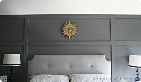 peppercorn sherwin williams Peppercorn Bedroom, Sw Peppercorn, Batten Board, Wall Behind Bed, Bedroom Makeover Diy, Wall Headboard, Trim Wall, Grey Stained Wood, Grey Accent Wall