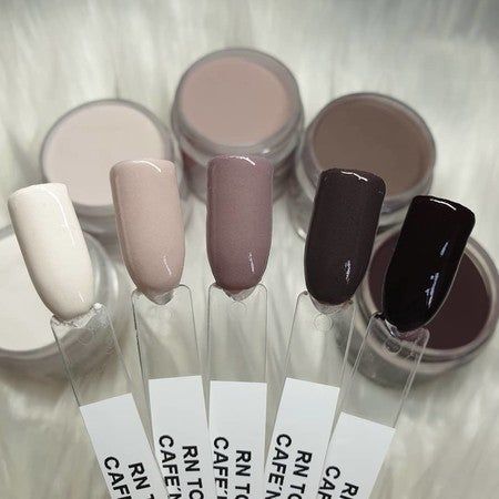 Dip Powder Nails With Names, Call Dip Nail Colors, Revel Nail Coffee And Cream, Fall Neutral Dip Powder Nails, Matt Dip Powder Nails, Taupe Dip Powder Nails, Dipped Nail Colors Powder, Taupe Dip Nails, Cream Dip Nails