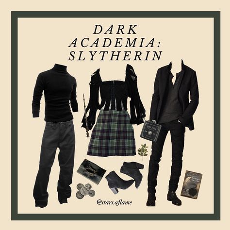 Lynne // dark academia on Instagram: “slytherins as dark academics. comment which is your favourite! . . .  #darkacademia #darkacademic #darkacademiastyle #darkaesthetic…” Dark Academia Luxury, Green Academia Outfit, Dark Green Academia, Green Academia, Hogwarts Outfits, Instagram Username, Dark Academia Style, Dark Academy, Classic Literature