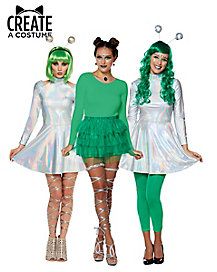 Girl Alien Costume, Diy Alien Costume, Alien Costume Women, Martian Costume, Outer Space Costume, Alien Halloween Costume, Space Costumes, Galaxy Party, Alien Halloween