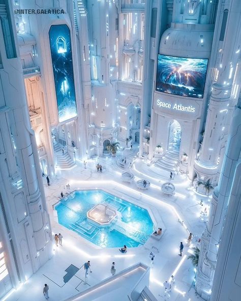 Fred Roma (@inter.galatica) • Photos et vidéos Instagram Futuristic Art Design, Futuristic Mall, Futuristic Spaceship Interior, Futuristic Architecture Home, Advanced City, Utopian City, Scifi World, Alien Flora, Neo Futurism