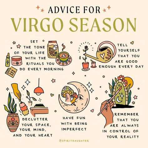 Spirit Daughter on Instagram: "Welcome to Virgo season! 🪴 Tag your favorite Virgo below ��♍️ #virgoseason #advice #zodiac #astrology" Virgo Season Is Here, Full Moon July, Capricorn Full Moon, Virgo Szn, Virgo Style, Virgo Emotions, Virgo Things, Spirit Daughter, Witches Art