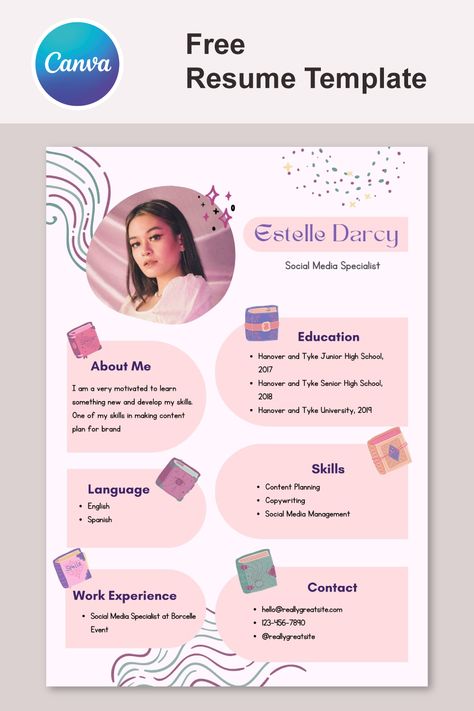 Pink Pastel Aesthetic Magical Resume Pink Resume Template, Cute Resume Template, Resume Template Aesthetic, Aesthetic Resume Template, Cute Cv Design, Aesthetic Cv Template, Aesthetic Cv Graphic Design, Portfolio Design Graphic Designers Ideas, Best Portfolio Design Ideas