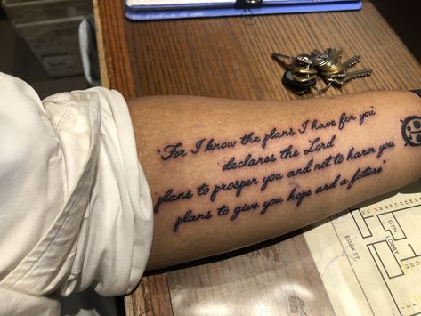 Jeremiah 29 11 Tattoo Men, Jeremiah 29 11 Tattoo Ideas, Jeremiah 29 11 Tattoo, 29 11 Tattoo, 11 Tattoo Ideas, 11 Tattoo, Verse Tattoos, Country Tattoos, Arm Tats