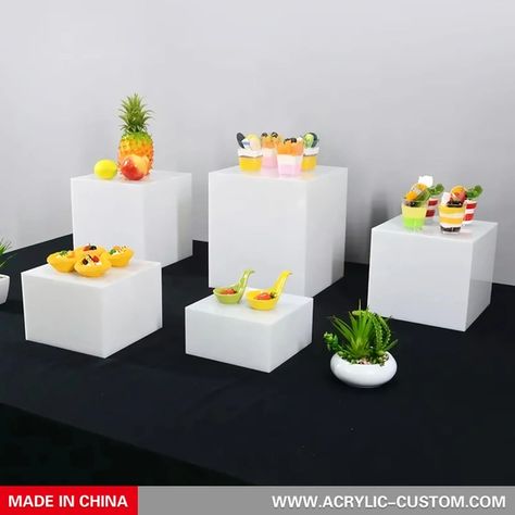 Acrylic Risers for Display - Buffet Food Risers Stand Set Cake Risers Display, Food Risers, Acrylic Risers, Cake Riser, Food Display Stands, Gourmet Appetizers, Food Stand, White Food, Display Risers