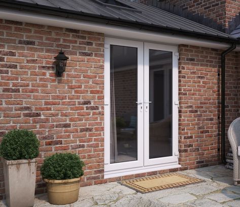 Upvc Georgian French Doors, Extra Wide French Doors, External French Doors With Side Panels, White Aluminium French Doors, French Doors With Side Windows, French Doors Patio Exterior, Bifold French Doors, Parisian Doors, Mums Garden