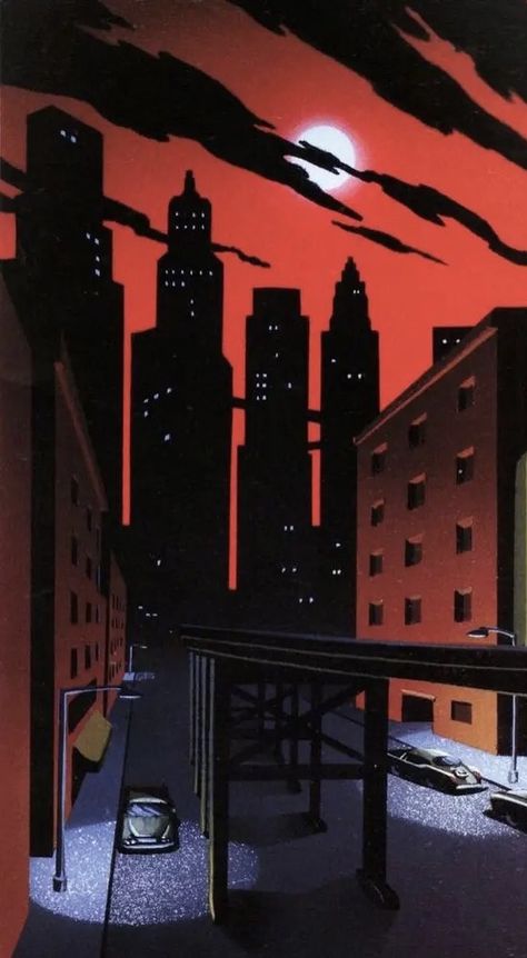 Art Deco City, Dark Deco, Rhapsody In Blue, Art Deco Illustration, Batman Artwork, Batman The Animated Series, Batman Art, Cartoon Background, Cool Wallpapers Art