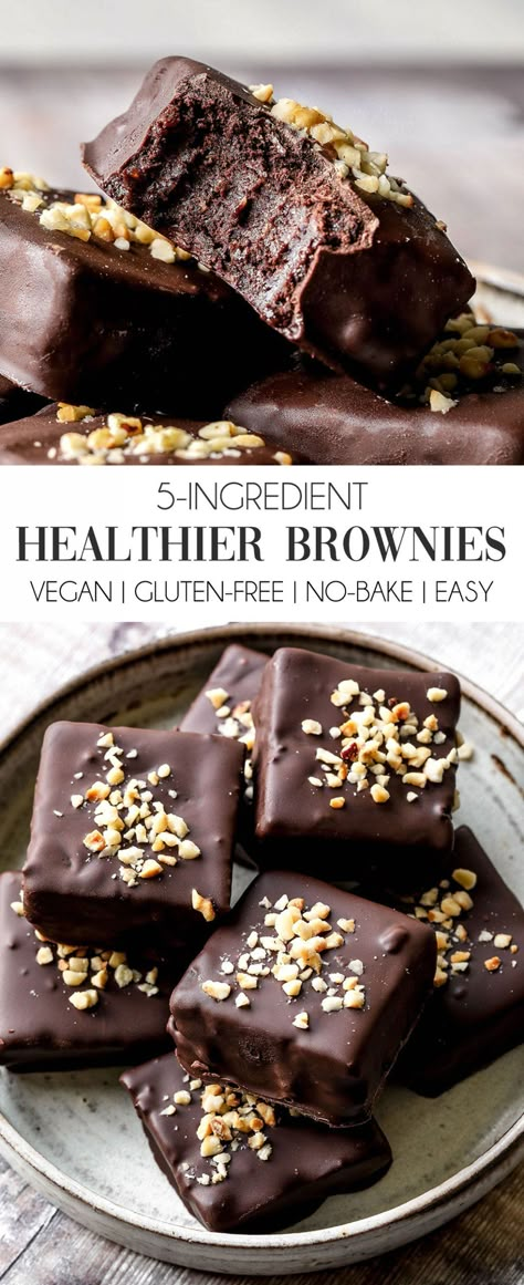 Healthier Brownies, Raw Desserts, Gf Desserts, Healthy Sweets Recipes, Vegan Dessert Recipes, Vegan Treats, 5 Ingredient, Vegan Sweets, Trail Mix