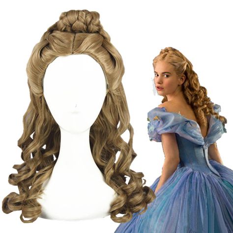 Cinderella Long Curly Brown Cosplay Wig Cinderella Wig, Mad Hatter Cosplay, Emily Stone, Brown Cosplay, Brave Merida, Cinderella Hair, Cinderella Cosplay, Cinderella Costume, Ponytail Wig