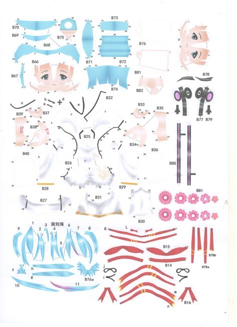 Paper Figure Template Miku, Paper Figures Papercraft, Miku Papercraft Template, Anime Papercraft Templates, Paper Figures Anime, Vocaloid Papercraft, Paper Figure Template, Miku Papercraft, Papercraft Templates Printables