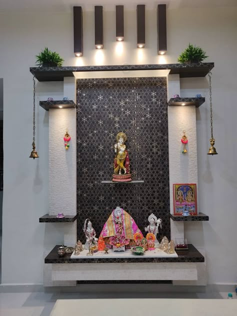 Temple Room, Varun Tej, Kampar, Mandir Design, Modern Townhouse, Temple Design For Home, Living Room Tv Unit Designs, Craft Wall, Pooja Room Door Design