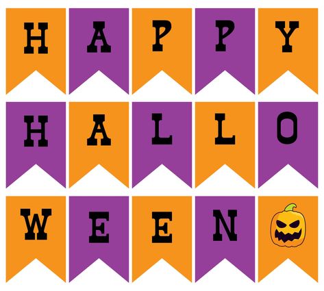 Diy Halloween Banner, Halloween Door Decorations Classroom, Happy Halloween Printable, Purple Banner, Halloween Banners, Printable Letter Templates, Postres Halloween, Printable Banner Letters, Spooky Decorations