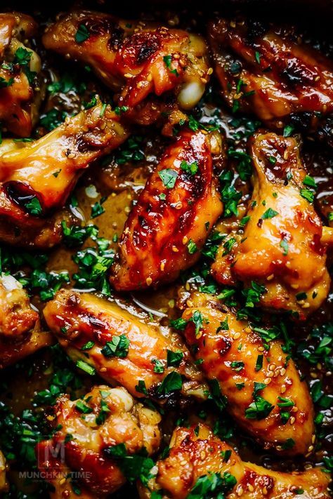 Sticky Teriyaki Oven Baked Chicken Wings #chickenwings - Munchkin Time Sheet Pan Chicken Wings, Oven Baked Chicken Wings, Wings Recipe Baked, Munchkin Time, Easy Chicken Wing Recipes, Teriyaki Chicken Wings, Easy Oven Baked Chicken, Pollo Teriyaki, Baked Chicken Wings Oven