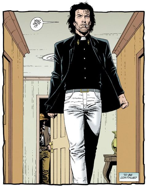 Pin for Later: Preacher: How These Characters Look in the Comics May Surprise You Jesse Custer in the comics Jesse Custer, Famous Fictional Characters, Steve Dillon, Female Werewolves, Old Time Religion, Weird West, Vertigo Comics, Wally West, Superhero Villains