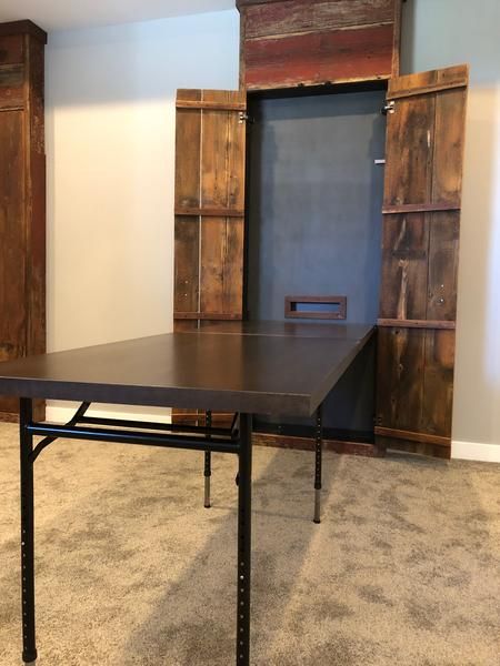 Musil Home | Murphy Tables – BoWood Company Murphy Furniture, Veneer Furniture, Murphy Table, Space Saving Dining Table, Diy Dining Room Table, Home Game Room, 4 Season Room, Large Sheds, Creative Concept