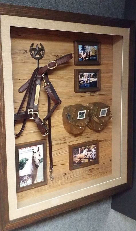 SHADOWBOXES | BillsCustomFraming Shadow Box Horse Memorial, Horse Remembrance Ideas, Horse Memorial Shadow Box Ideas, Horse Shadow Box Ideas, Horse Memorial Tattoo, Horse Memorial Ideas, Horse Shadow Box, Horse Ribbon Display, Horse Remembrance