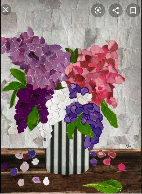 Torn Paper Collage Flowers, Collage Torn Paper, Torn Paper Collage Art, Paper Collage Flowers, Torn Paper Design, Torn Paper Art, Torn Paper Collage, Collage Landscape, Paper Mosaic