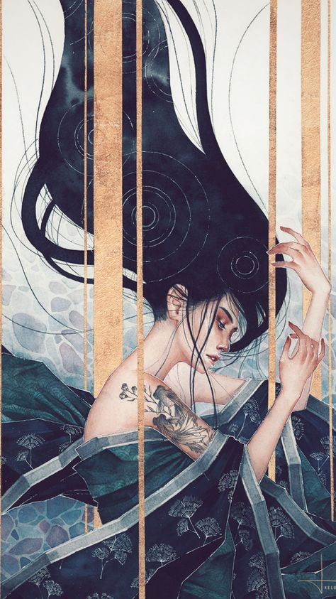 Soyut Sanat Tabloları, Long Black Hair, Futurama, Arte Fantasy, 판타지 아트, Dragon Age, Watercolor Artist, Long Black, Pretty Art