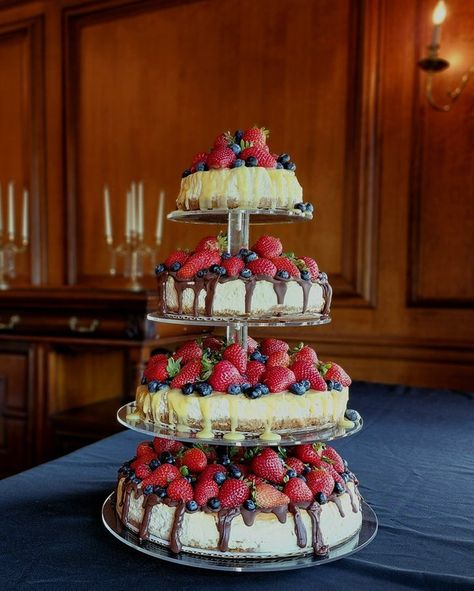 Cheesecake Wedding Cake Tiered, Tiered Cheesecake Wedding, Wedding Cheesecakes, Tiered Cheesecake, Wedding Cake Cheesecake, Cheesecake For Wedding, Cheesecake Wedding, Wedding Cheesecake Display, Cheesecake Wedding Cake Ideas