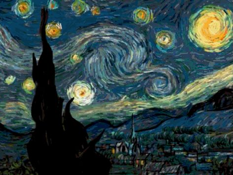 Beautifully animated rendition of Van Gogh's Starry Night Start Night, Night Animation, Novo Post, Night Gif, Magical Night, Arte Van Gogh, Amazing Gifs, Van Gogh Paintings, Starry Night Van Gogh