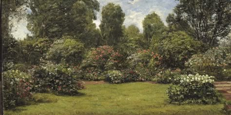 ArtStation - 19th Century Garden 1800s Garden, 18th Century Garden, 1890s Garden, Victorian Garden Painting, Regency Landscape Painting, English Paintings 19th Century, 19th Century Aesthetic, 18th Century Landscape, 18th Century Botanical Illustrations