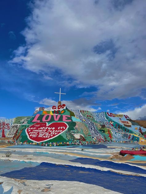 Salvation Mountain, jesus, christian, travel, California, slap city, east jesus, salvation mt, places to vist in cali, hikes. Christian Travel, Salvation Mountain, Usa Trip, Travel California, Colorful Nail, Patterns Wallpaper, Cute Patterns Wallpaper, Vacation Places, Outsider Art