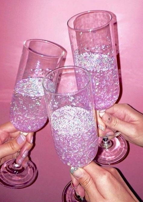 Pink Champagne Aesthetic Glitter, Wine, Pink