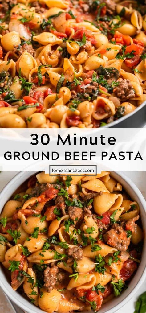 Pasta With Meat And Vegetables, Dinners With Spinach Healthy, Pasta With Ground Beef And Spinach, Ground Beef Tomato Paste Recipes, Simple Beef Pasta Recipes, Chop Meat Pasta Recipes, Pasta With Ground Beef And Peas, Pasta Dinner Recipes Ground Beef, Ground Beef Veggie Pasta Recipes