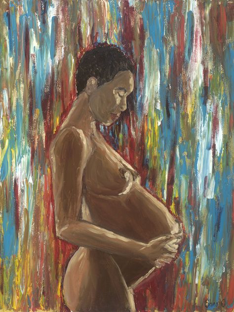 Painting Of Pregnant Woman, Midwifery Student, Birth Art, Natural Black Women, Home Birth, Natural Birth, Pregnant Woman, Beauty Art, Artist Painting