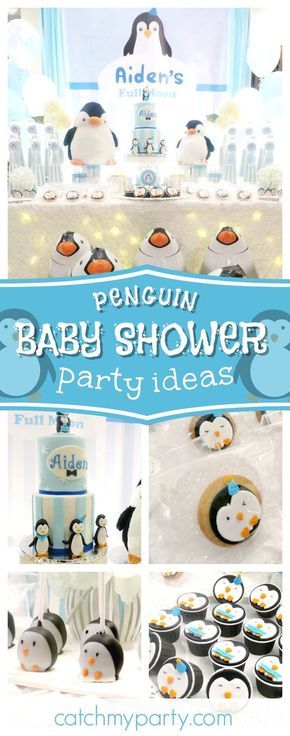 Penguin Theme Baby Shower, Penguin Birthday Party, Office Baby Showers, Baby Baker, Baby Shower Party Planning, Penguin Baby Showers, Penguin Theme, Babyshower Party, Penguin Baby