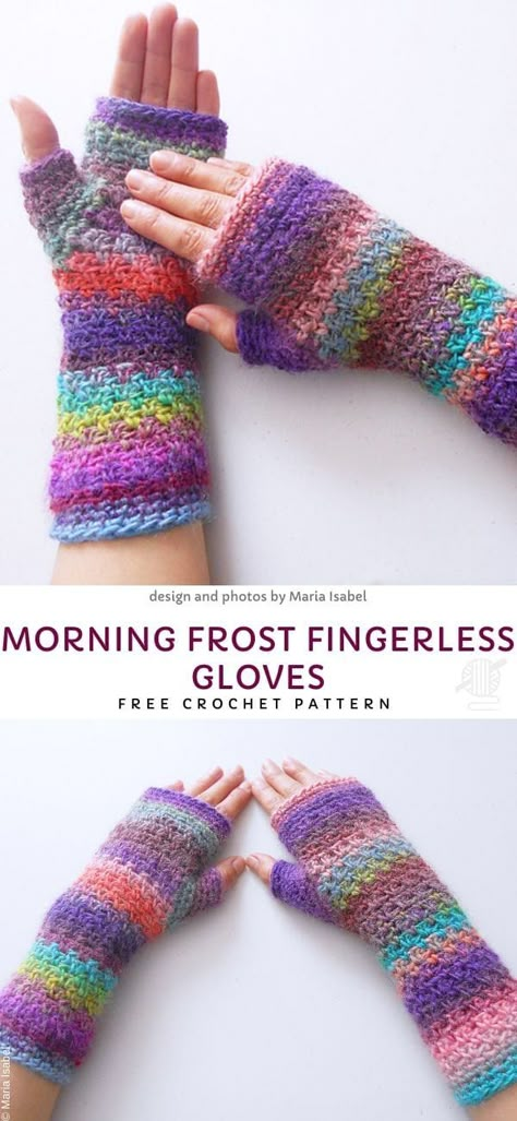 Fingerless Mittens Crochet, Fingerless Gloves Free Pattern, Crochet Fingerless Gloves Free Pattern, Gloves Free Pattern, Gloves Crochet Pattern, Morning Frost, Crochet Mitts, Crochet Hand Warmers, Crochet Wrist Warmers