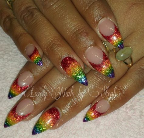 Day 174: Sweet Summer Nail Art - - NAILS Magazine Rainbow Nails Designs, Summer Rainbow Nails, Rainbow Nail Art Designs, Rainbow Nails Design, Rainbow Nail Art, Rainbow Nail, Aurora Nails, Summer Nail Art, Lovely Nails