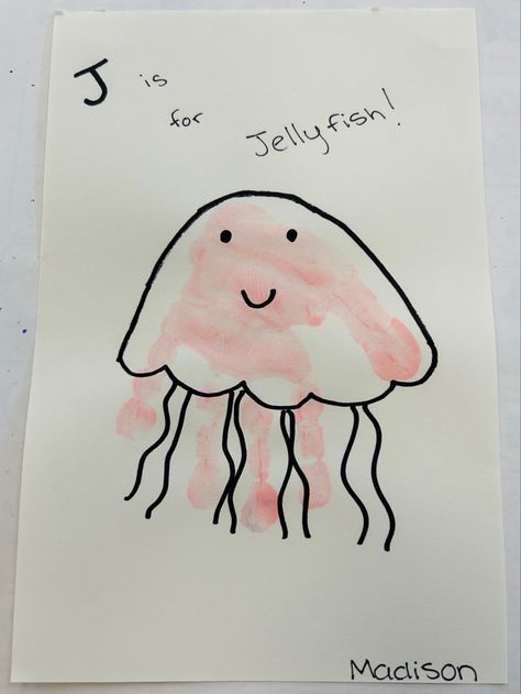 Jellyfish Handprint, J Is For Jellyfish, Jellyfish, Art Projects, Fish, Art