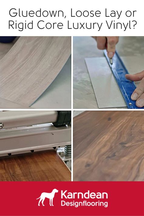 Four images showing different types of luxury vinyl being cut. Luxury Vinyl Floors, Karndean Flooring, Vinyl Floors, Simple Questions, Vinyl Floor, Luxury Vinyl Flooring, Do You Know What, What Type, Luxury Vinyl