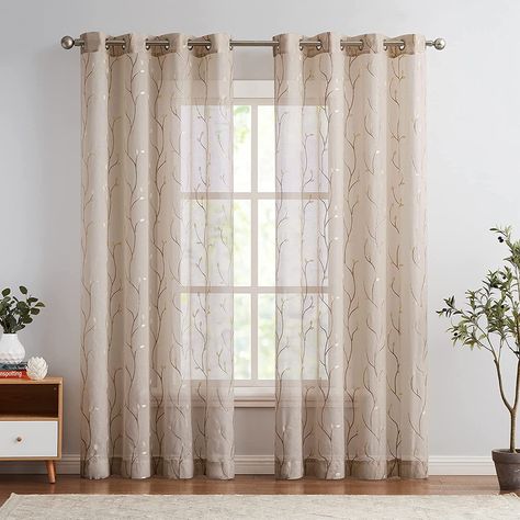 Embroidery Curtains, Curtains Floral, Embroidery Light, Leaf Curtains, Embroidered Leaves, Elegant Curtains, Boho Wallpaper, Boho Curtains, Curtain Sets