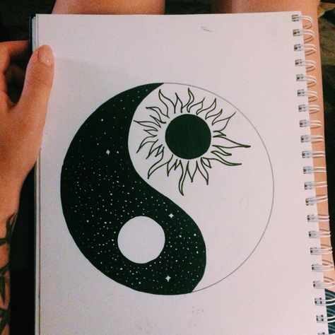 Pinterest @kiranewsome Yin Yang Tattoo, Moon Sun Tattoo, Yang Tattoo, Yin Yang Tattoos, Couple Drawing, Tiny Tattoo, Pencil Art Drawings, Disney Tattoos, Art Drawings Sketches Creative