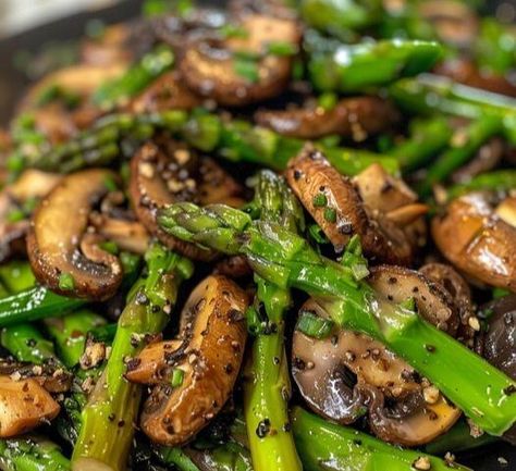 Savor the Flavor: Simple Sautéed Asparagus & Mushrooms Recipe in Just 15 Minutes - NewsBreak Sausage And Potatoes Skillet, Sauteed Asparagus, Baked Apple Fritters, Creamy Broccoli Cheddar Soup, Chewy Sugar Cookie Recipe, Fresh Herb Recipes, Caramelized Onions Recipe, Pasta Recipes Alfredo, Asparagus And Mushrooms