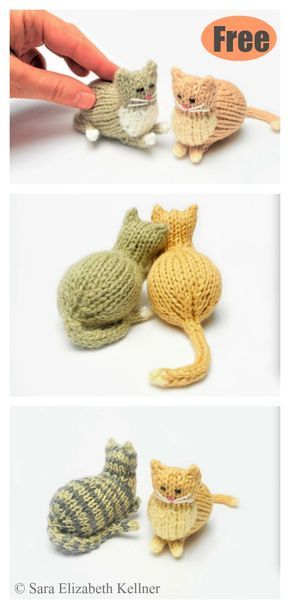 Tiny Parlor Cat Free Knitting Pattern #startknittingfreepattern #easyknittingpatterns #amigurumipattern Knitting Creations, Knit Animals, Kat Haken, Crochet Critters, Animal Knitting, Baby Santa, Knitting Toys, Animal Knitting Patterns, Knit Ideas