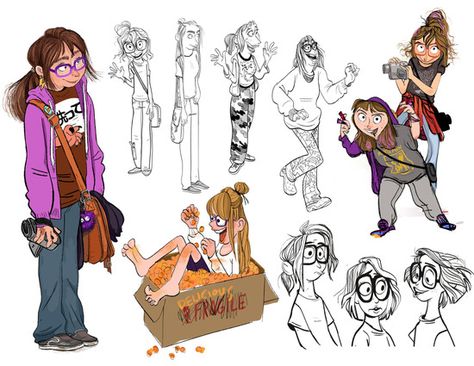 Character Design - Lindsey Olivares's Portfolio Character Designer Portfolio, Picture Book Character Design, Character Portfolio, Non Human Character Design, Animation Character Turnaround, 2d Character Design, Nerd Character Design, Pixar Style Character Design, Character Design Sheet