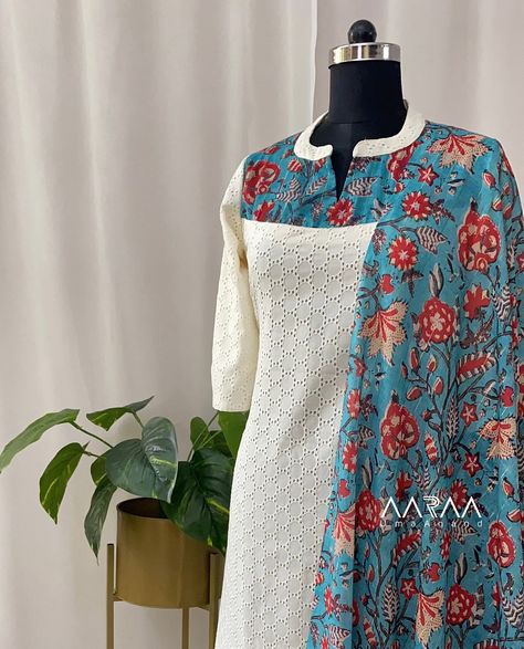 Unique cream hakoba n teal muslin printed kurti n dupatta. No bottom. Free shipping within india. For orders n queries, kindly whatsapp 9994467340/ Inbox. #kurti #hakobakurtis #printeddupatta #tealdupatta #aarraabyumaanand #coimbatoreboutique #coimbatoreshopping #chennaishopping Hakoba Outfits, Muslin Kurti Design, Hakoba Kurti Designs, Stitch Dress Design, Hakoba Dress Designs, Kurtis Models, Hakoba Kurta Designs, Long Kurti Designs Unique, Kurti Designs For Stitching